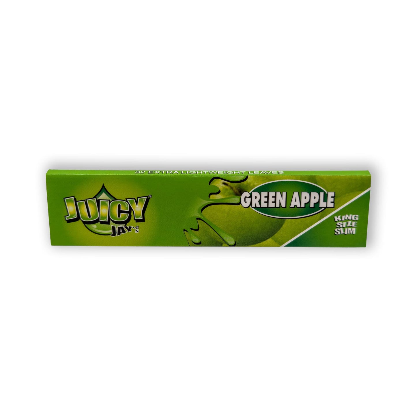 Nahaufnahme der King Size Slim Grüner Apfel Papers von Juicy Jay's