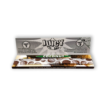 Geöffnetes Heftchen Juicy Jay's Coconut Papers mit sichtbaren Blättchen