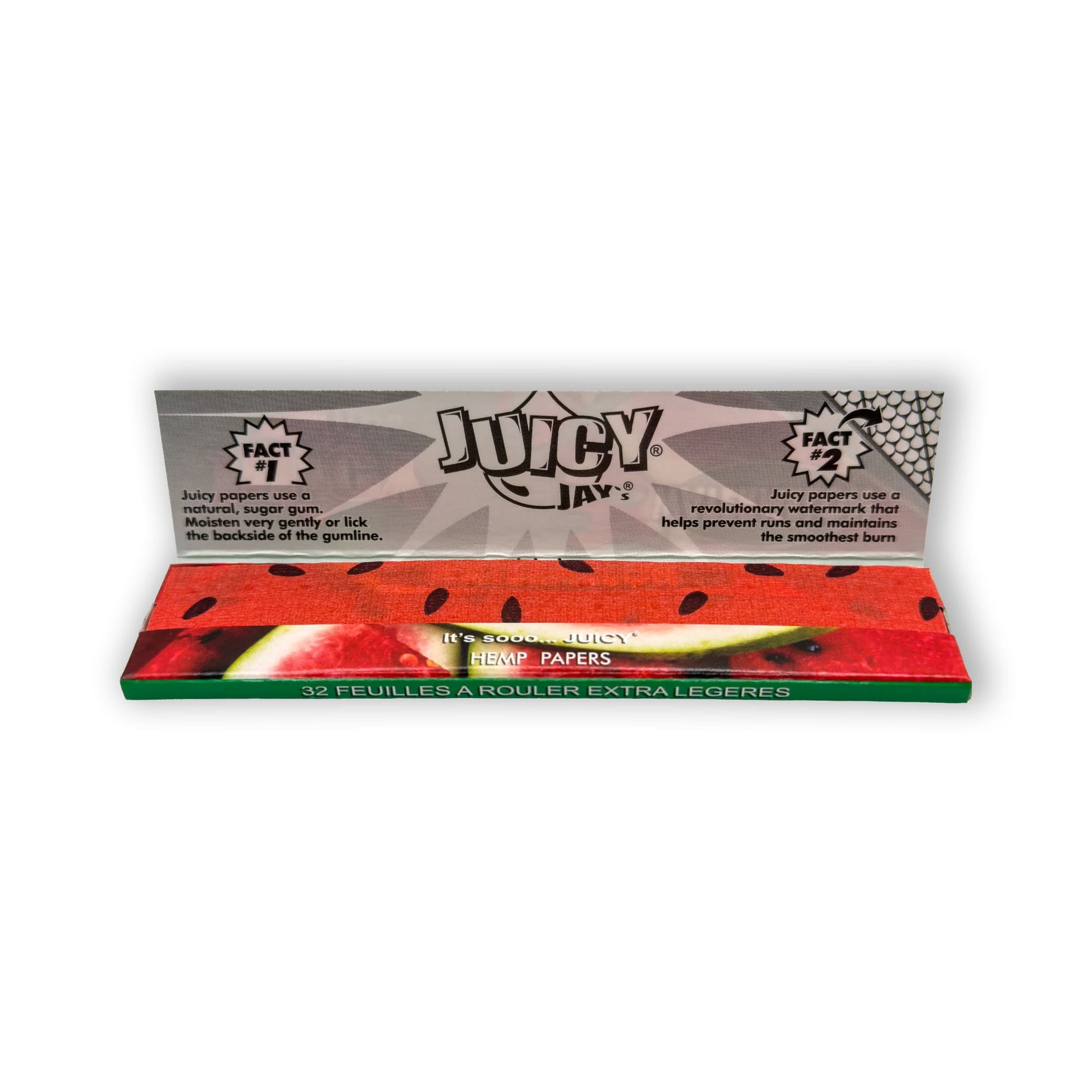 Geöffnetes Heftchen Juicy Jay's Watermelon Papers mit sichtbaren Blättchen