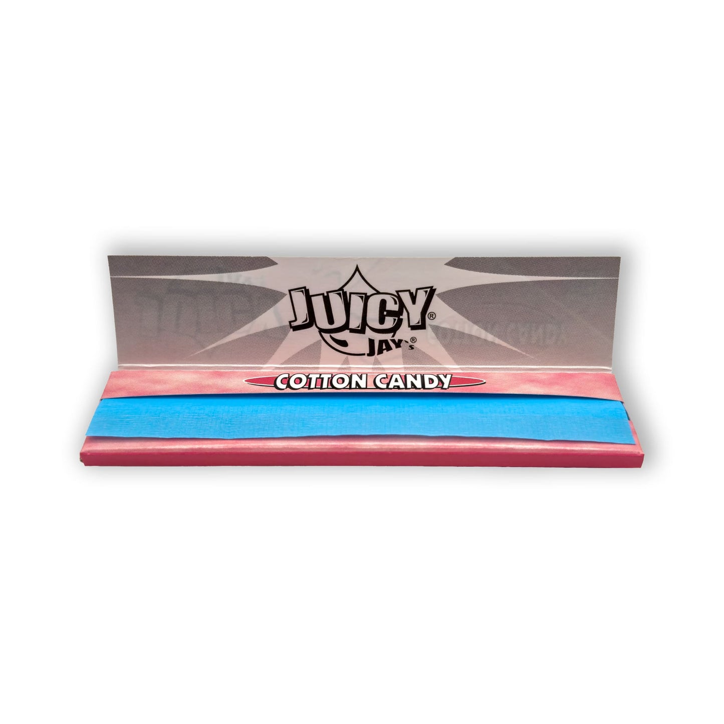 Geöffnetes Heftchen Juicy Jay's Cotton Candy Papers mit sichtbaren Blättchen