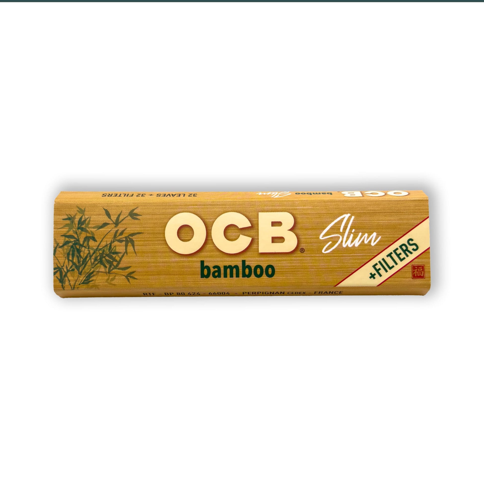 Nahaufnahme der ultradünnen OCB Bamboo King Size Slim Papers mit Filter Tips