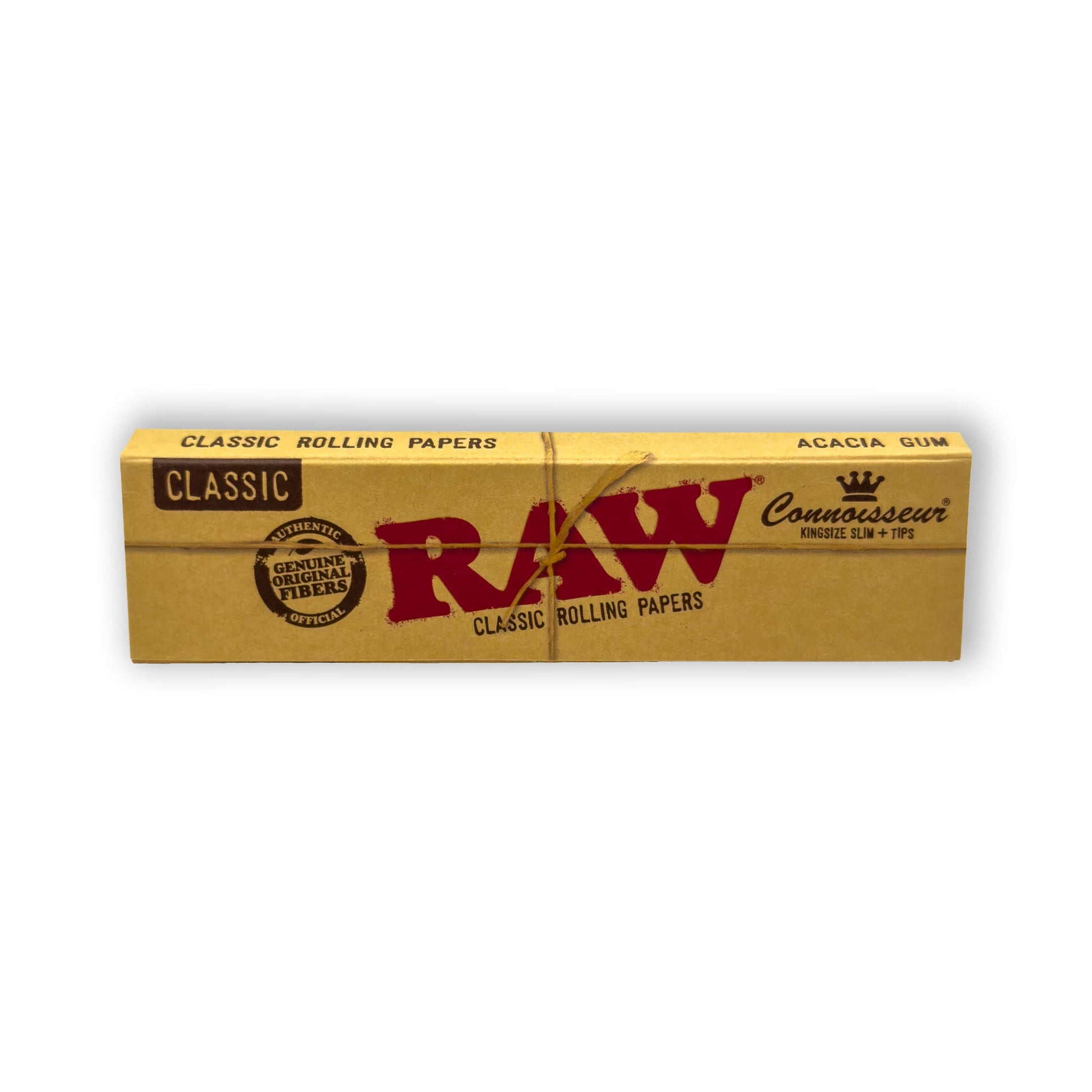 Nahaufnahme der ultradünnen RAW Classic King Size Slim Papers mit Filter Tips